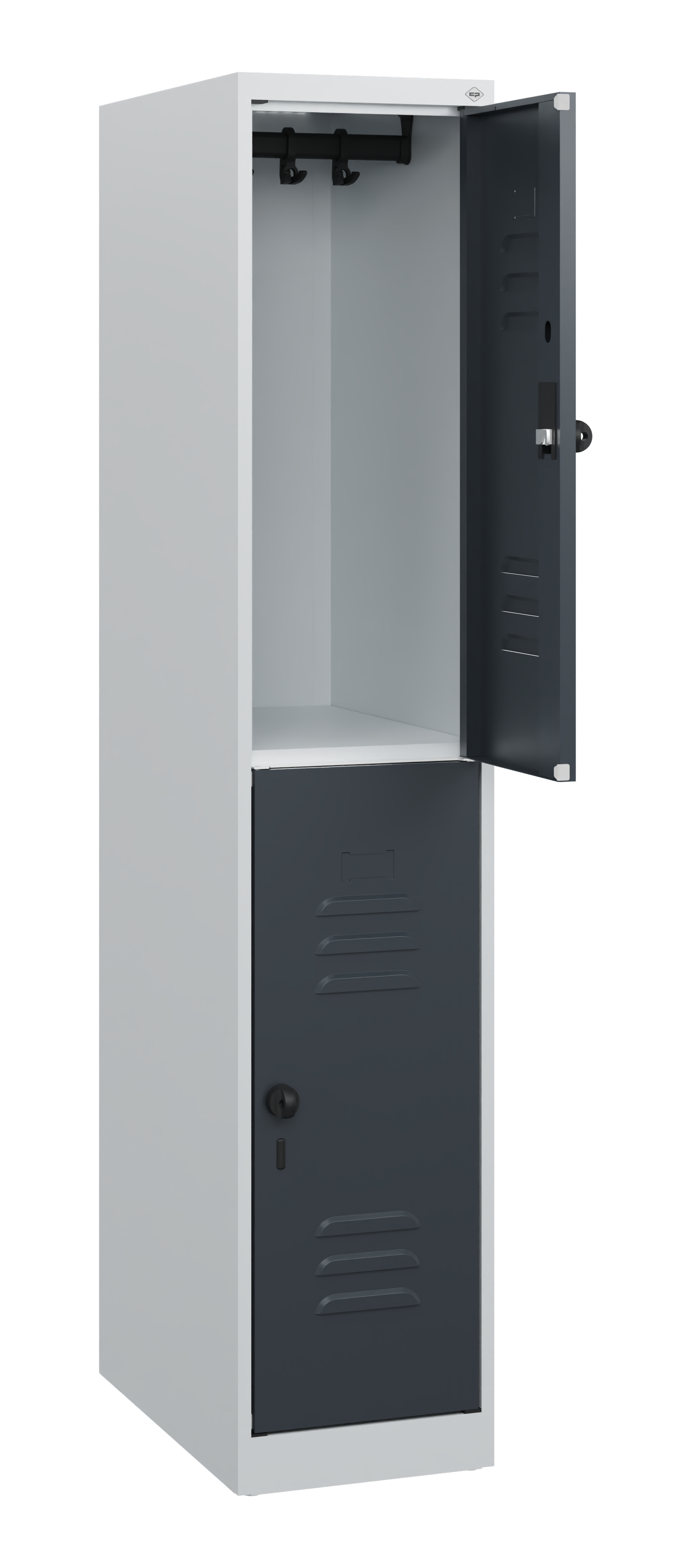 C+P Doppelstock-Spind Classic PLUS, 1 Abteil, 1530x300x500mm, 7035/7016
