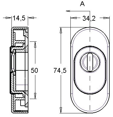 Schlüsselrosette 0815/0000 VA EST Schildst.14,5mm PZ ov.EDI