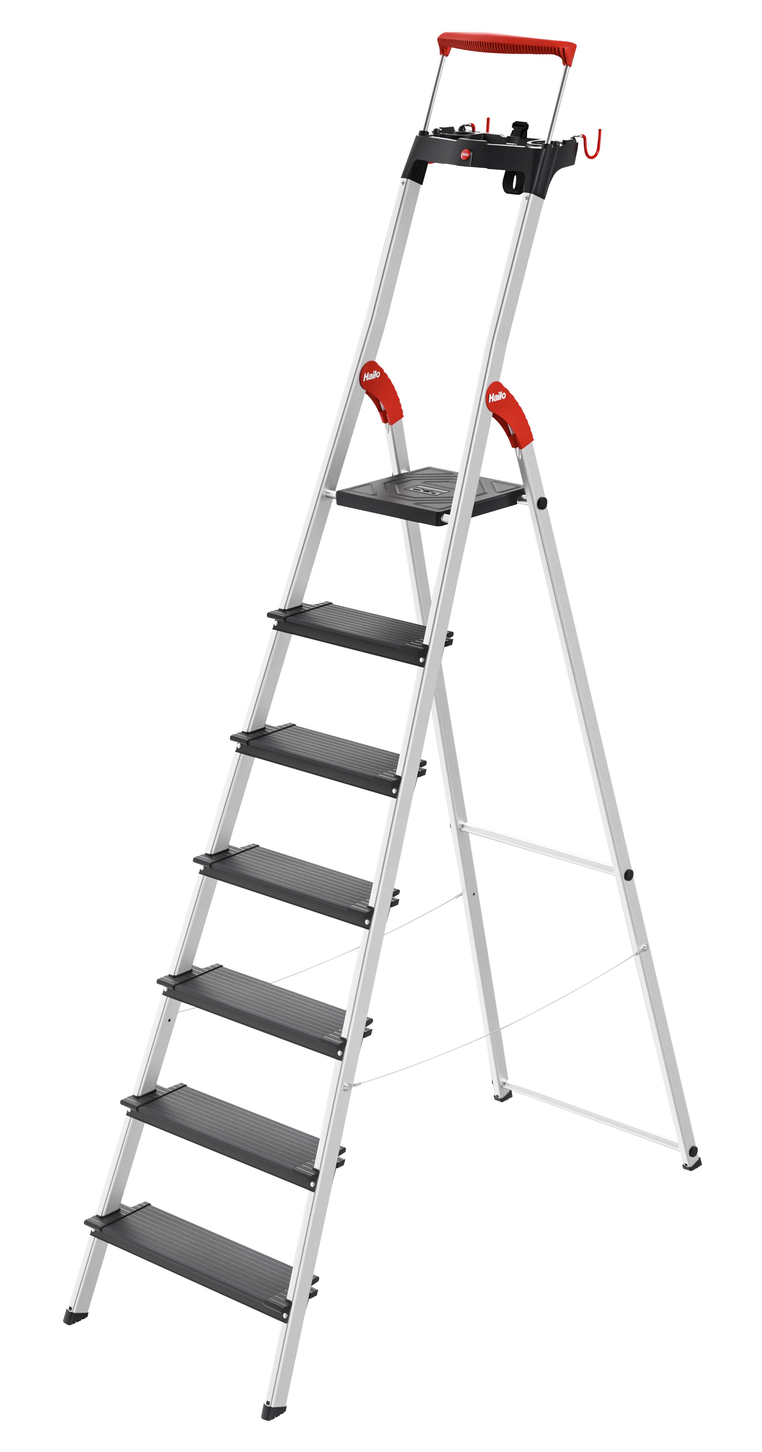 Hailo L100 TopLine, Alu-Sicherheits-Stehleiter, 7 Stufen