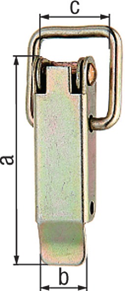 Kistenverschluss H.61mm B.22mm STA galv.gelb verz.f.Vorhangschl.m.max Ø7mm GAH