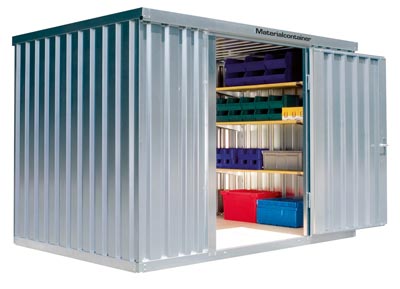 Materialcontainer, verzinkt, mit Holzfußboden, zerlegt, BxTxH 2100x2170x2150 mm