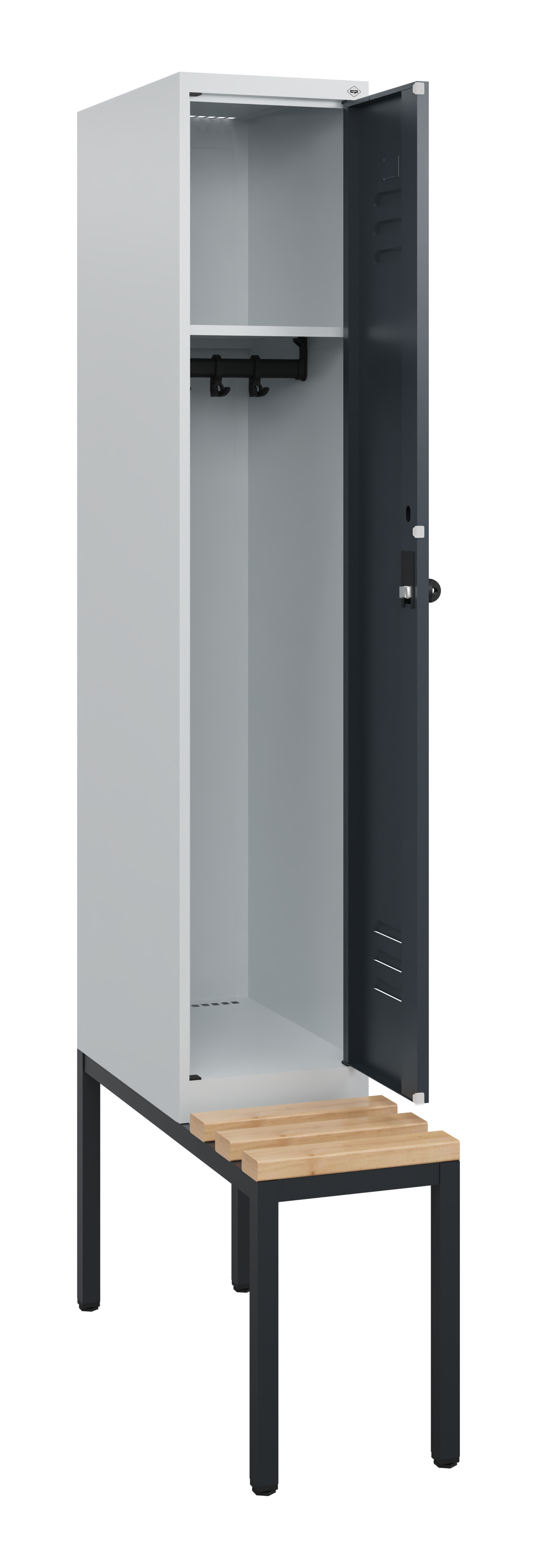 C+P Spind Classic PLUS, Bank, 1 Abteil, 1950x300x815mm, 7035/7016