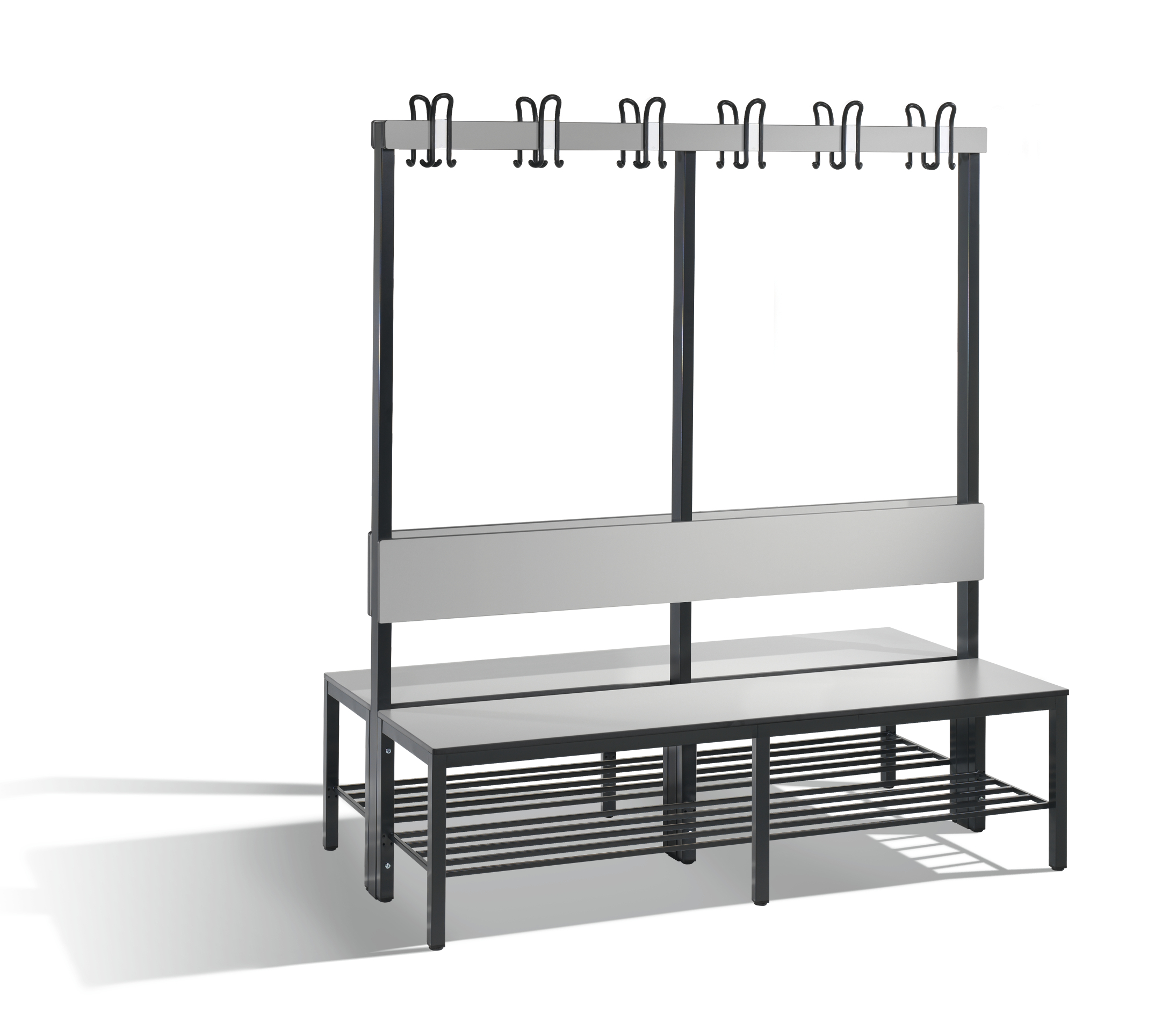 C+P Doppelseitige Garderobenbank mit Rückenlehne, Basic Plus, H1650xB1500xT760mm