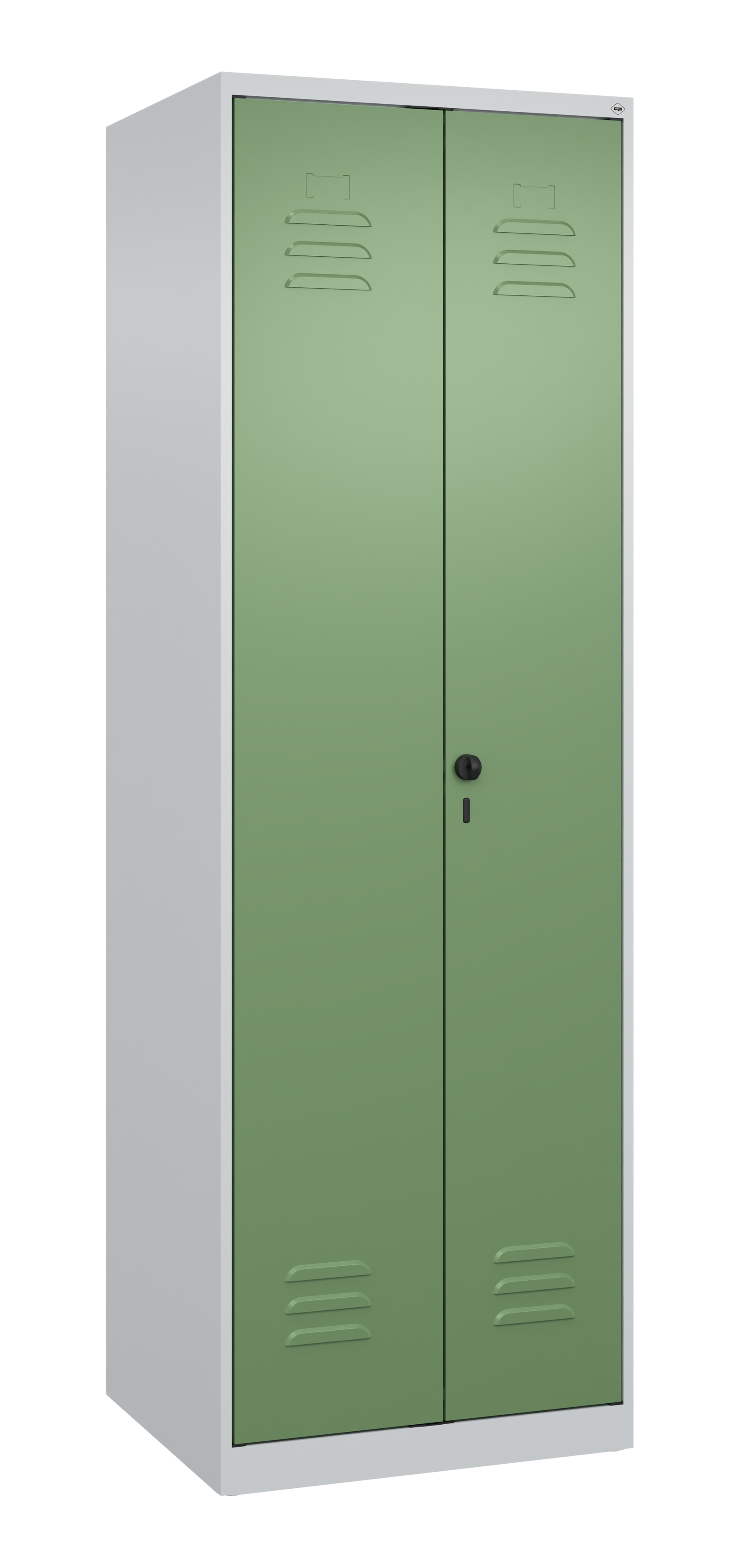 C+P Putzmittel-Spind Classic PLUS, 2 Abteile, 1850x600x500mm, 7035/6011