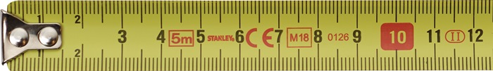 Taschenrollbandmaß Tylon™ L.5m B.19mm mm/cm EG II Ku.Gürtelclip STANLEY