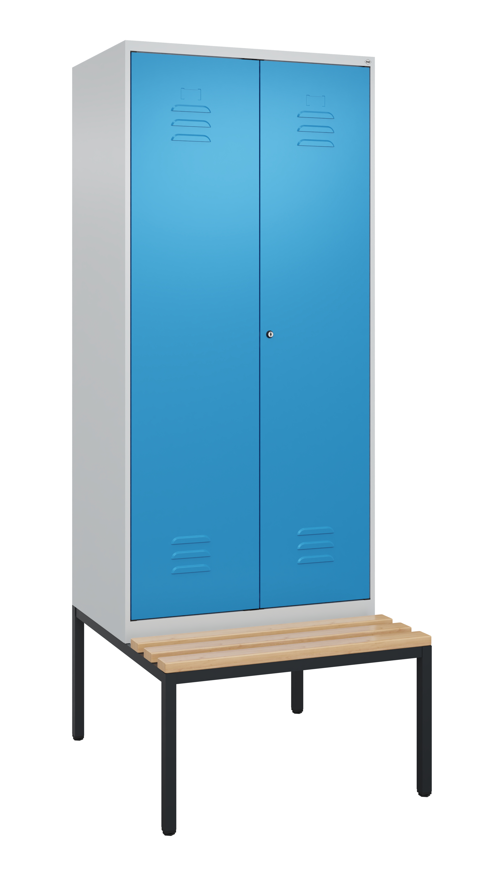 C+P PSA Doppel-Spind Classic PLUS, Bank, 2 Abteile, 2120x800x815mm, 7035/5012