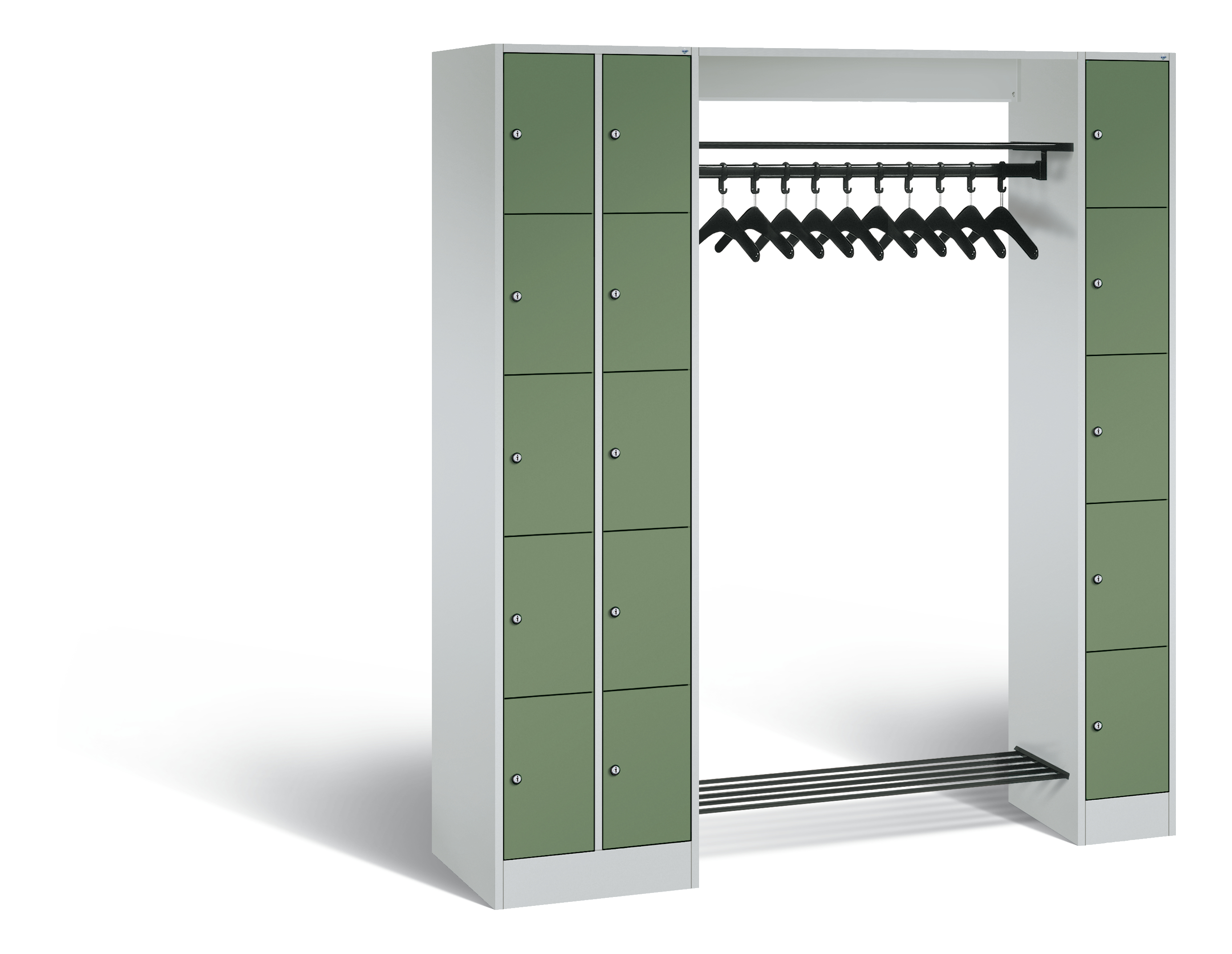 C+P Offene Garderobe, H1950xB2100xT480mm, 7035/6011