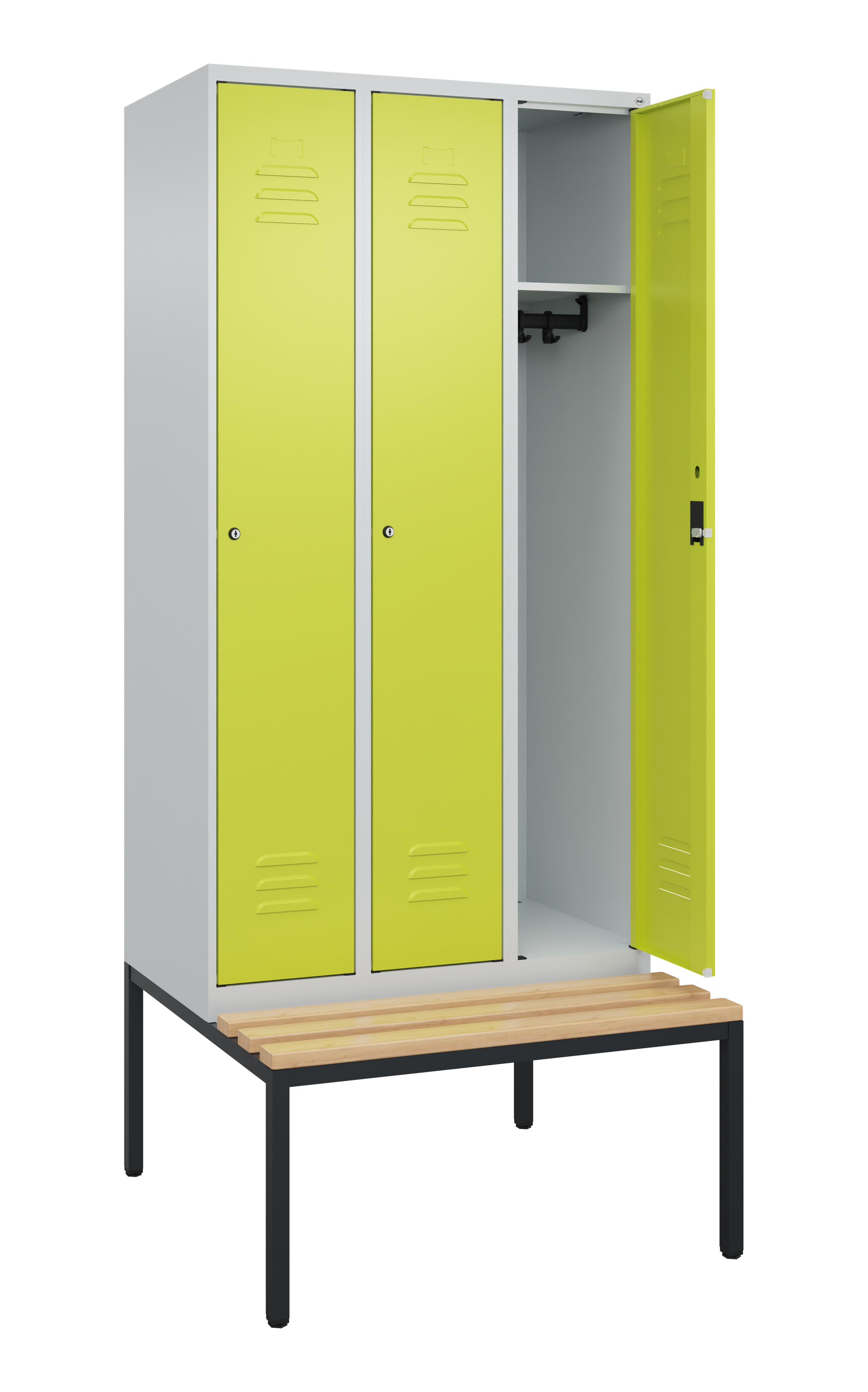 C+P Spind Classic PLUS, Bank, 3 Abteile, 2120x900x815mm, 7035/0024