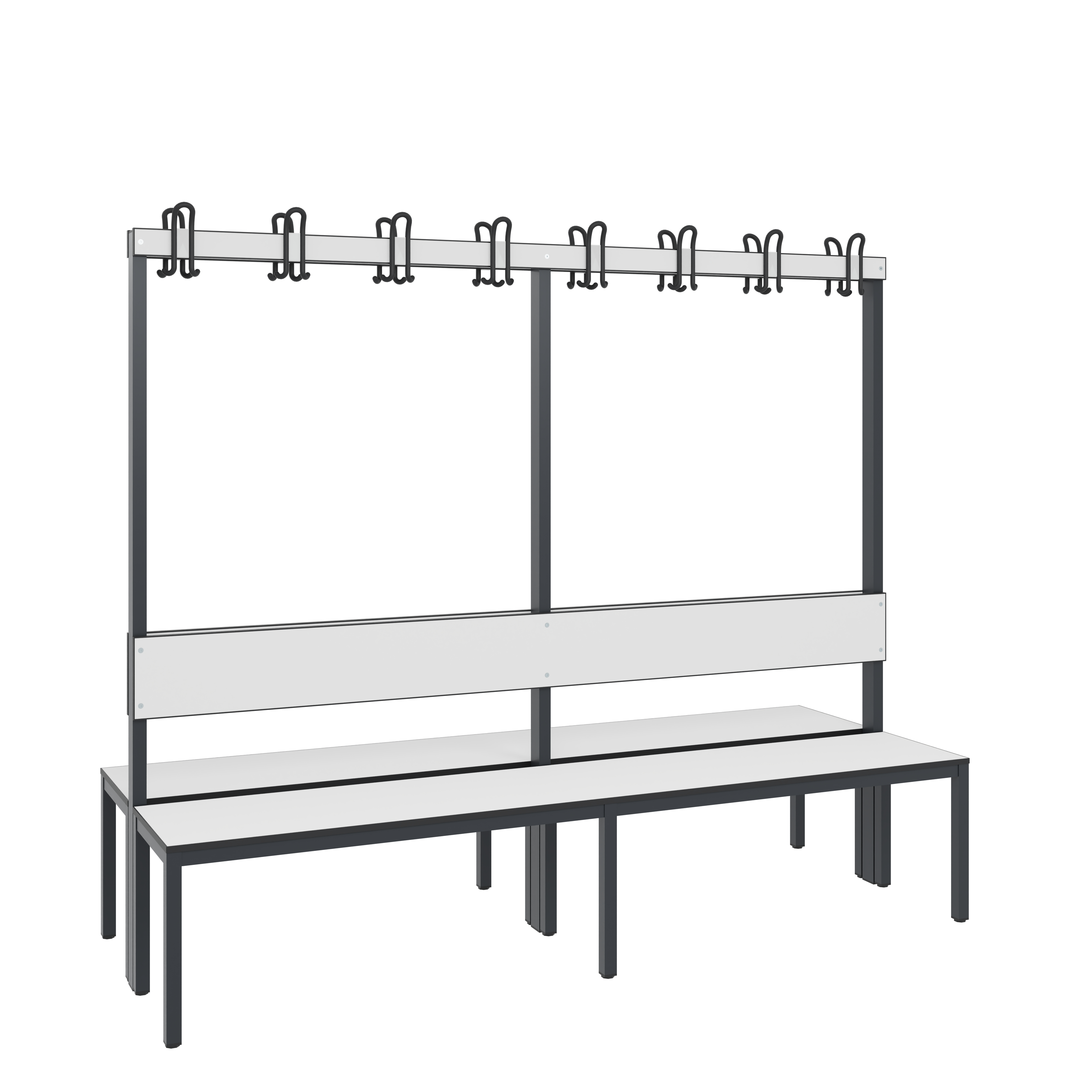 C+P Doppelseitige Garderobenbank mit Rückenlehne, Basic Plus, H1650xB1960xT760mm