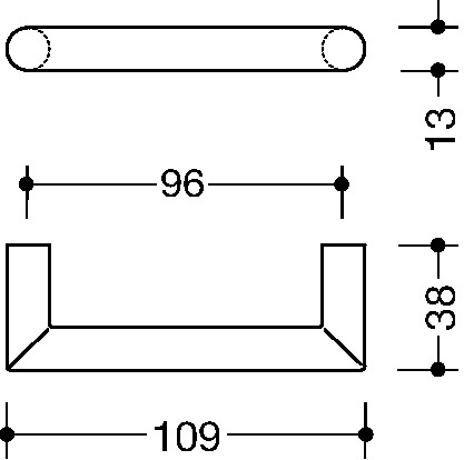Möbelgriff 562.13B96 Ku.90 tiefschwarz ma 96mm D.13mm HEWI