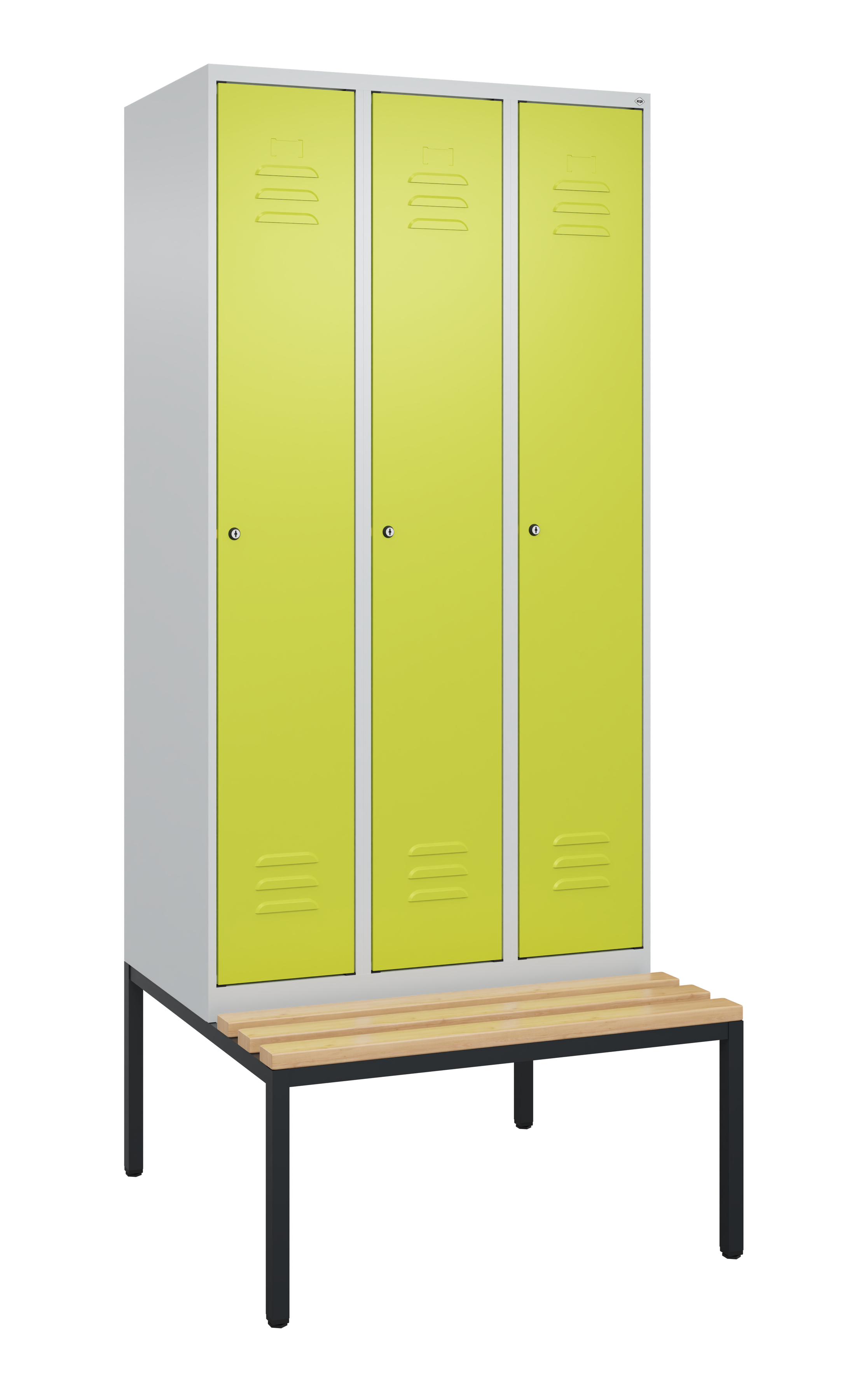 C+P Spind Classic PLUS, Bank, 3 Abteile, 2120x900x815mm, 7035/0024