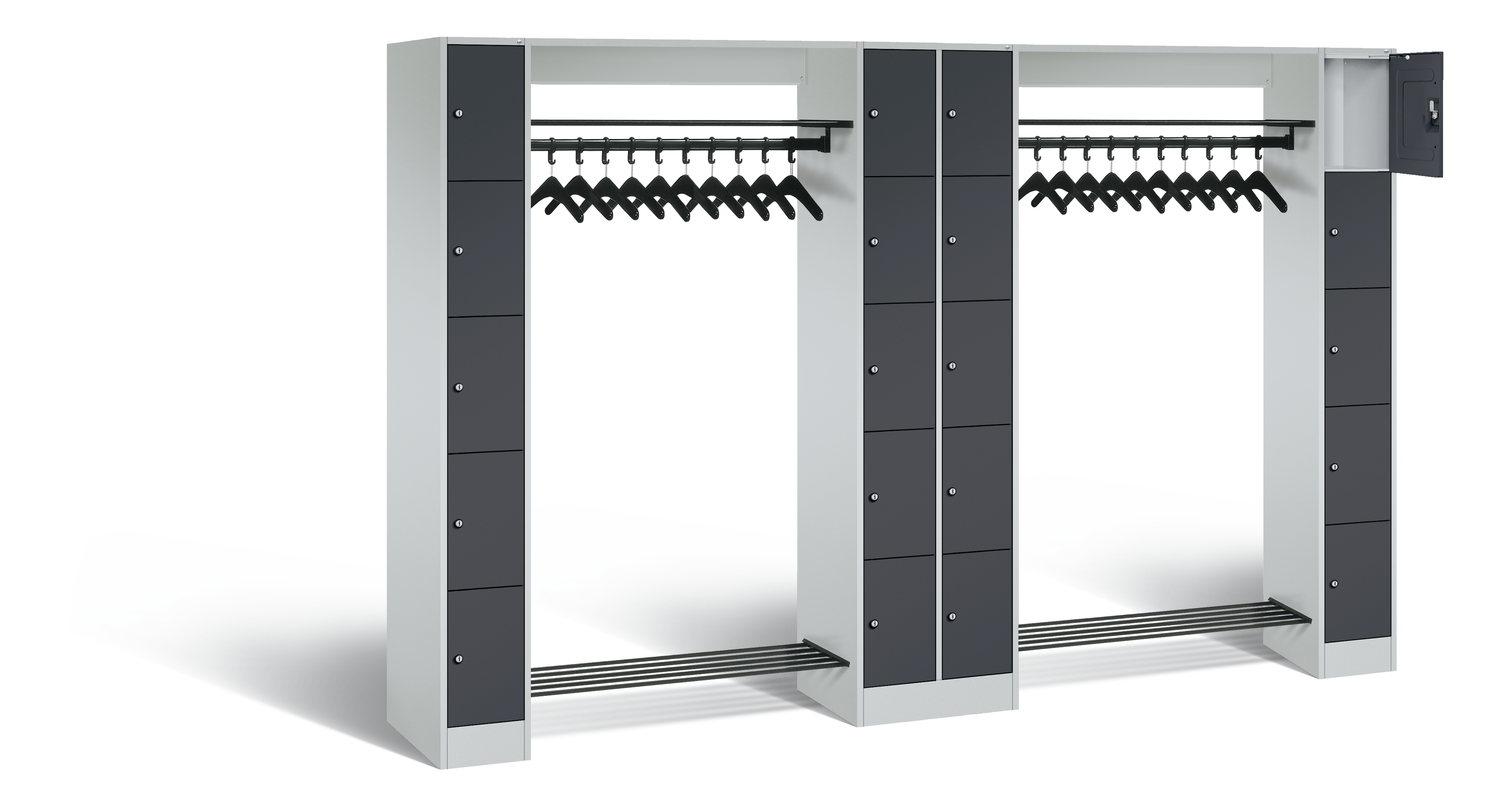 C+P Offene Garderobe Vesto, H1950xB2840xT480mm, 7035/7016