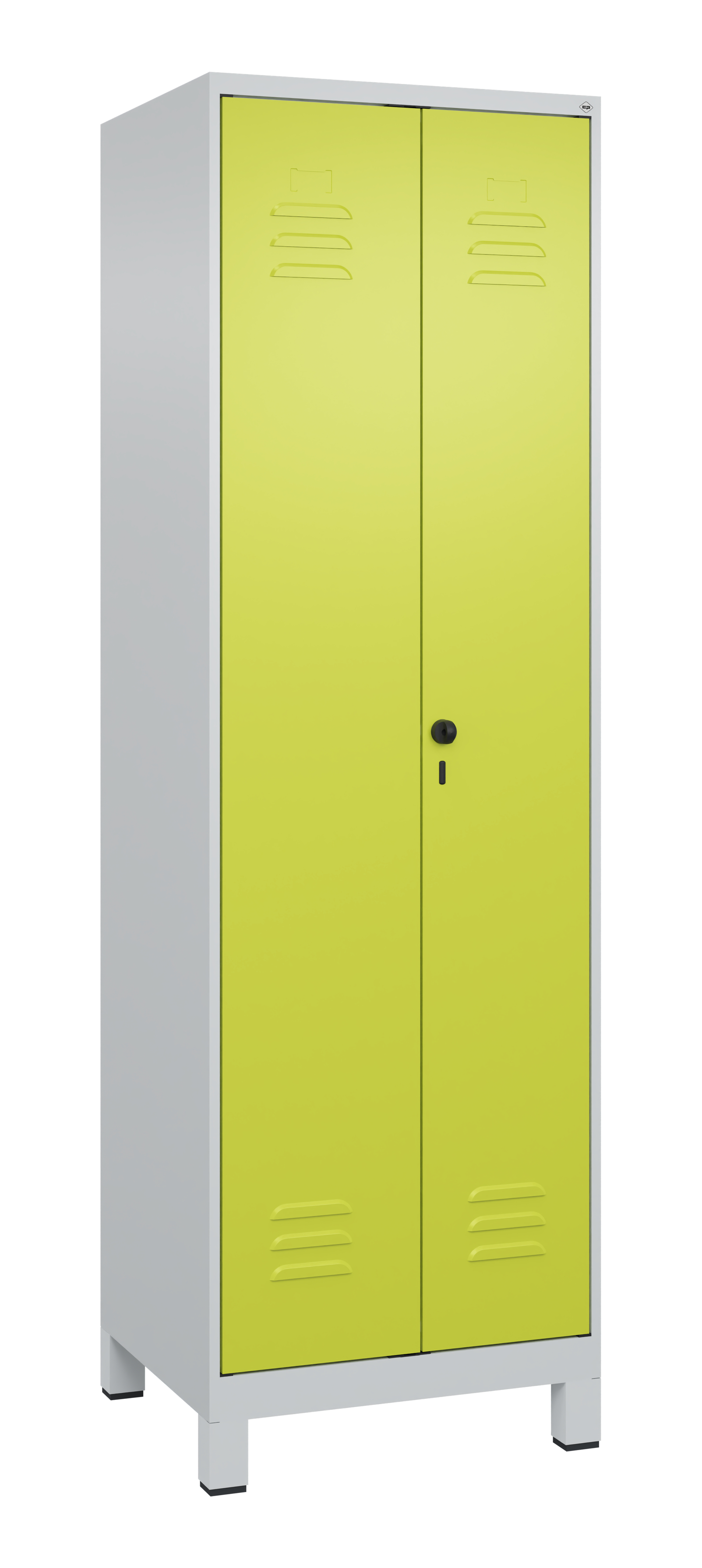 C+P Wäsche-Spind Classic PLUS, Füße, 2 Abteile, 1950x600x500mm, 7035/0024