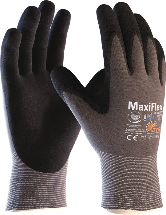 Handschuhe MaxiFlex Ultimate AD-APT 42-874 Gr.9 grau/schwarz Nyl. EN 388 Kat.II