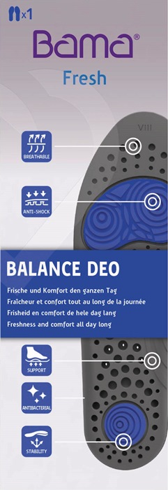 Einlegesohle Balance Deo Gr.39 schwarz/blau antibakteriell BAMA