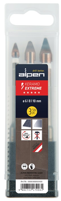 Keramikbohrersatz Keramo extreme Box 3-tlg.6,8,10mm ALPEN