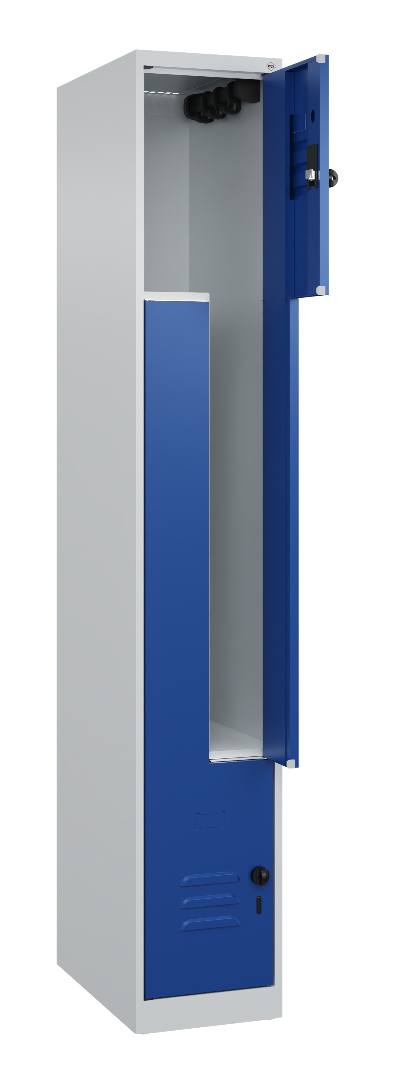 C+P Z-Spind Classic PLUS, 2 Abteile, 1850x300x500mm, 7035/5010