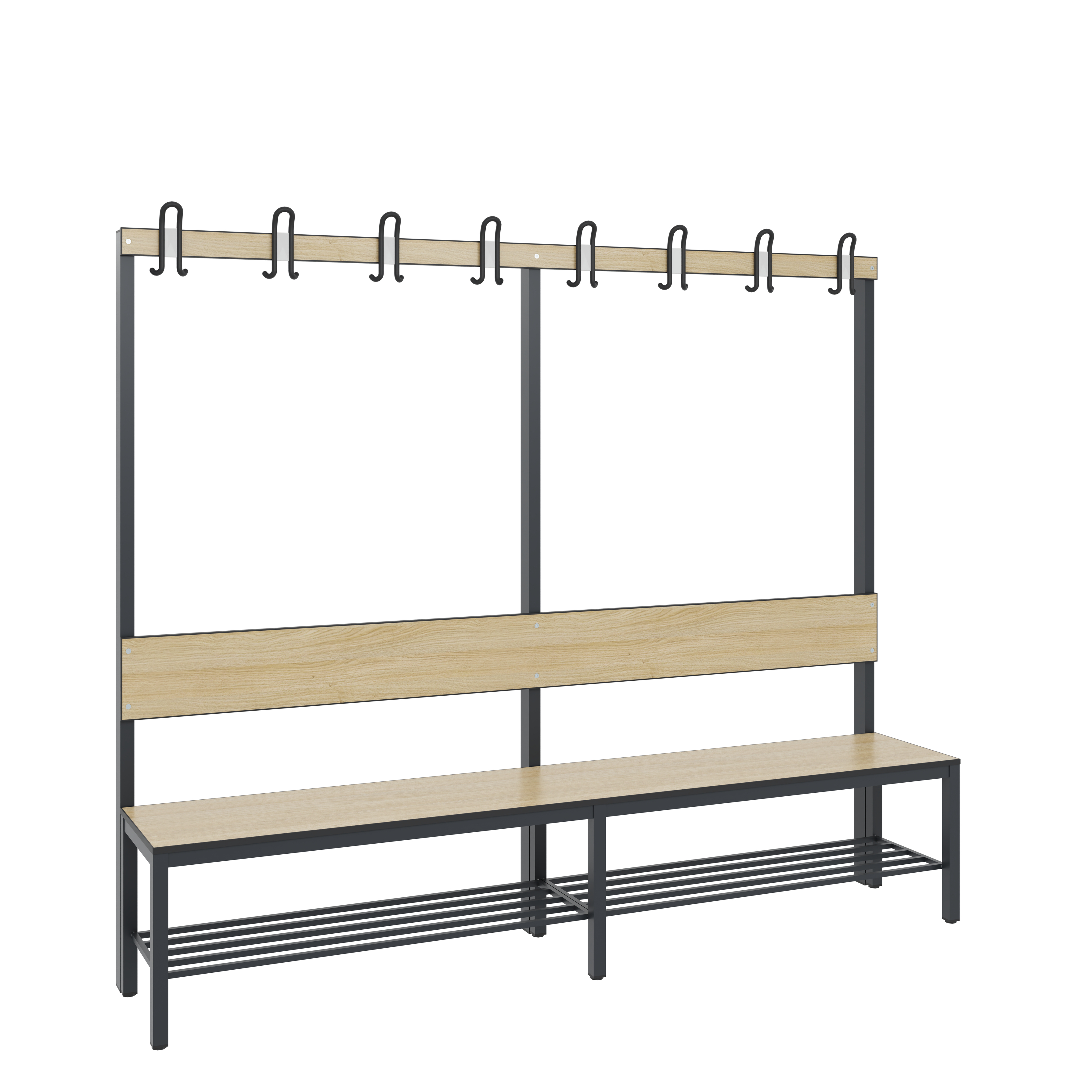 C+P Garderobenbank mit Rückenlehne, Basic Plus, H1650xB1960xT407mm, 7021