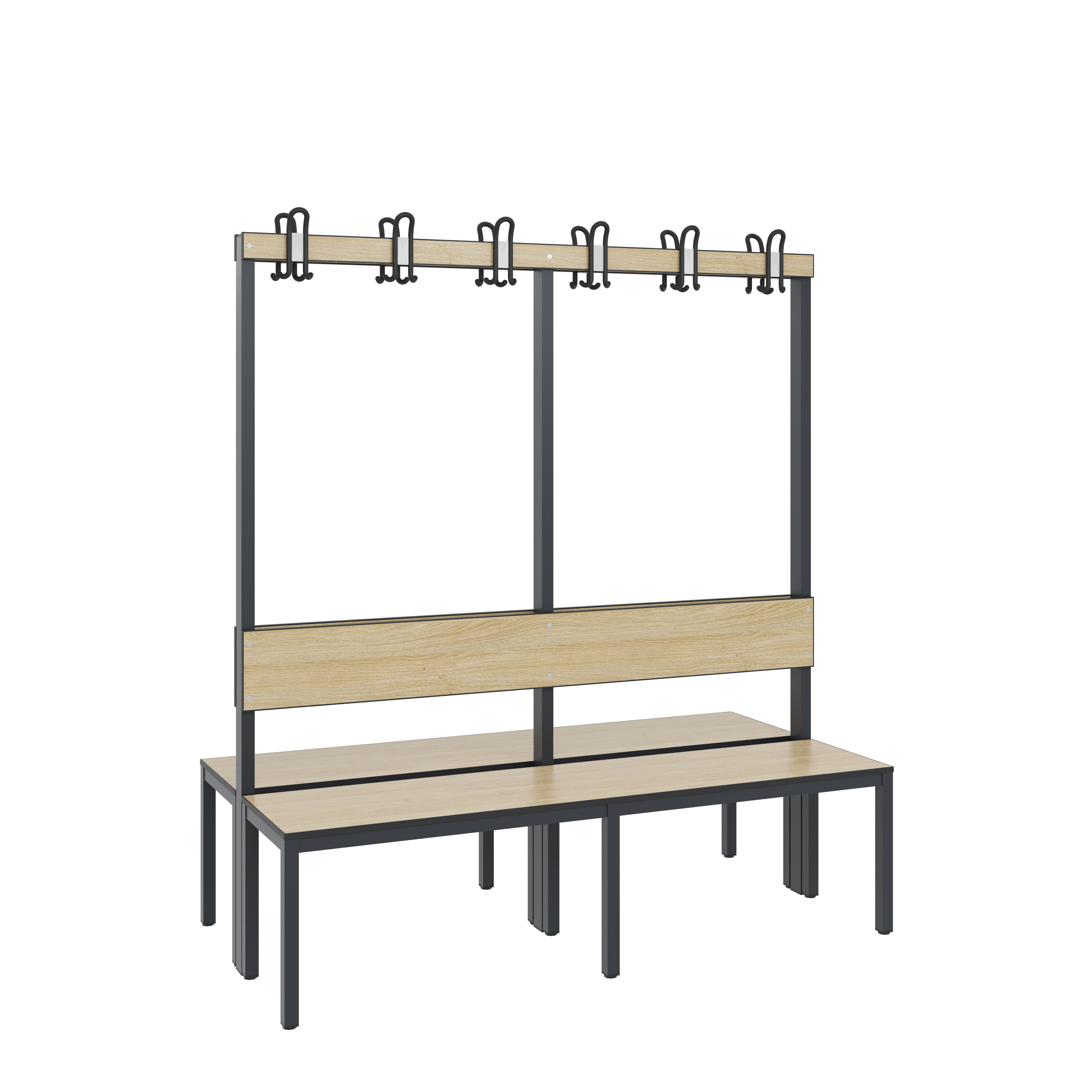 C+P Doppelseitige Garderobenbank mit Rückenlehne, Basic Plus, H1650xB1500xT760mm