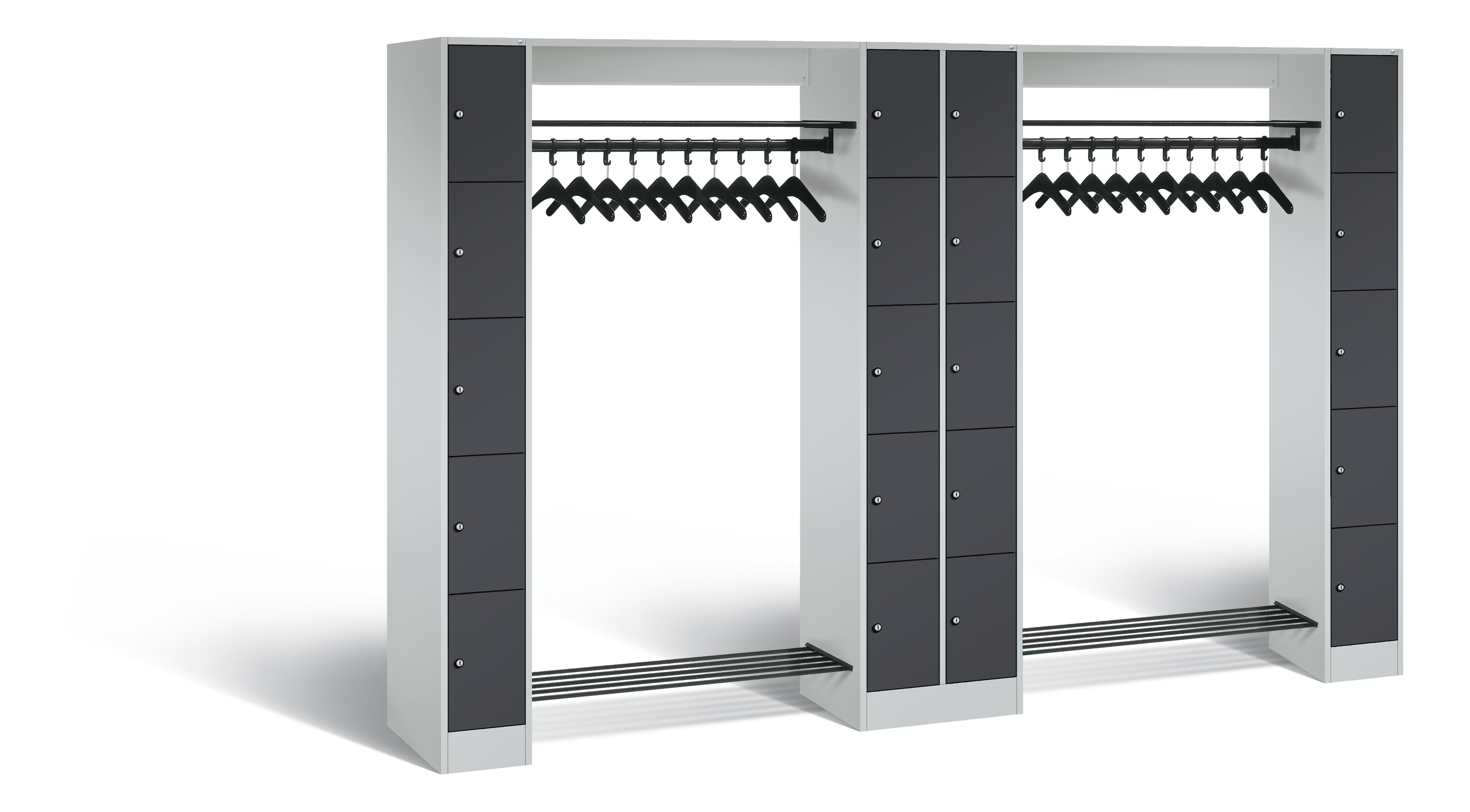 C+P Offene Garderobe Vesto, H1950xB2840xT480mm, 7035/7016