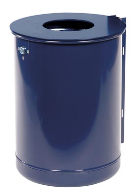 Abfallbehälter, 50 l, ungelocht m. Deckelscheibe, DxH 380x515 mm, Wand- + Pfostenbefestigung, ohne Einsatzbehälter, RAL 7016