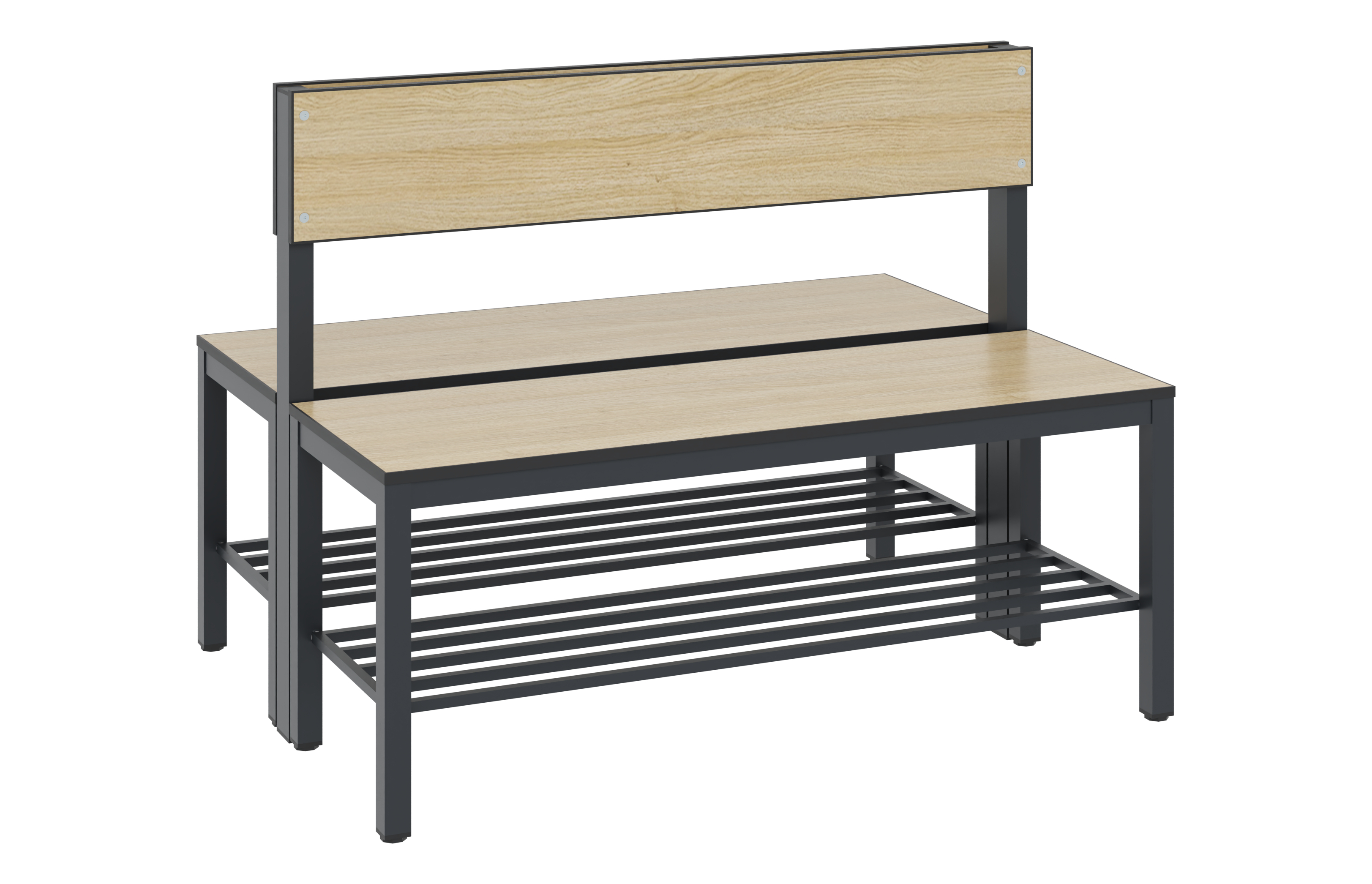 C+P Doppelseitige Sitzbank mit Rückenlehne, Basic Plus, H796xB1000xT760mm, 7021
