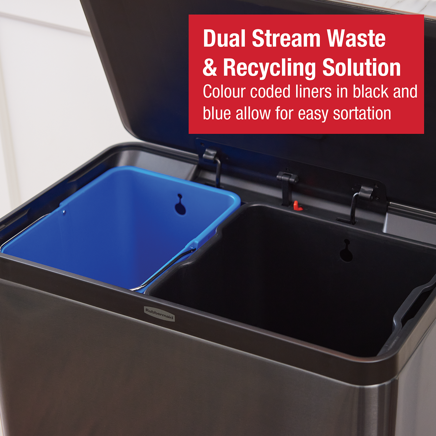 Rubbermaid Elite Abfall- & Recycling-Treteimer, 60 Liter, Anthrazit