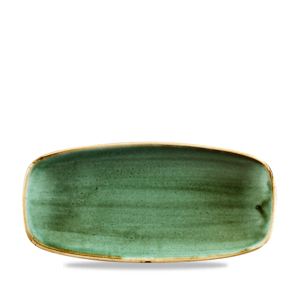Churchill Super Vitrified Stonecast Samphire Green Chefs Oblong Platte 26.9x12.7cm, 12 Stück