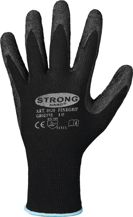 Handschuhe Finegrip Gr.11 schwarz EN 388 PSA II Nyl.m.Schrumpf-Latex STRONGHAND