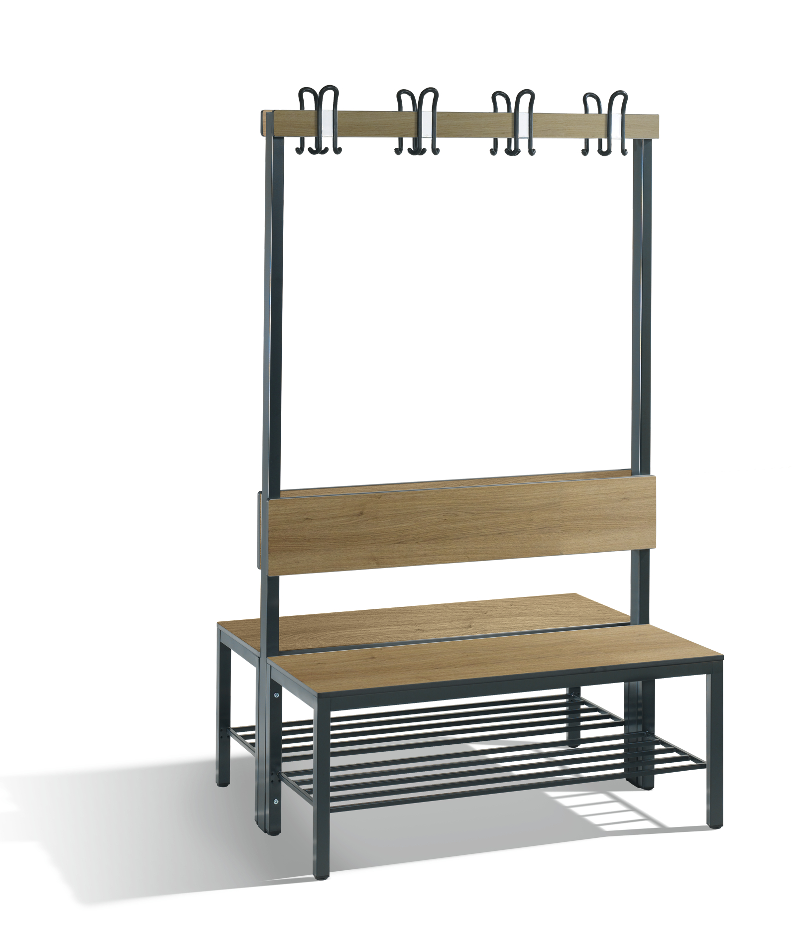 C+P Doppelseitige Garderobenbank mit Rückenlehne, Basic Plus, H1650xB1000xT760mm