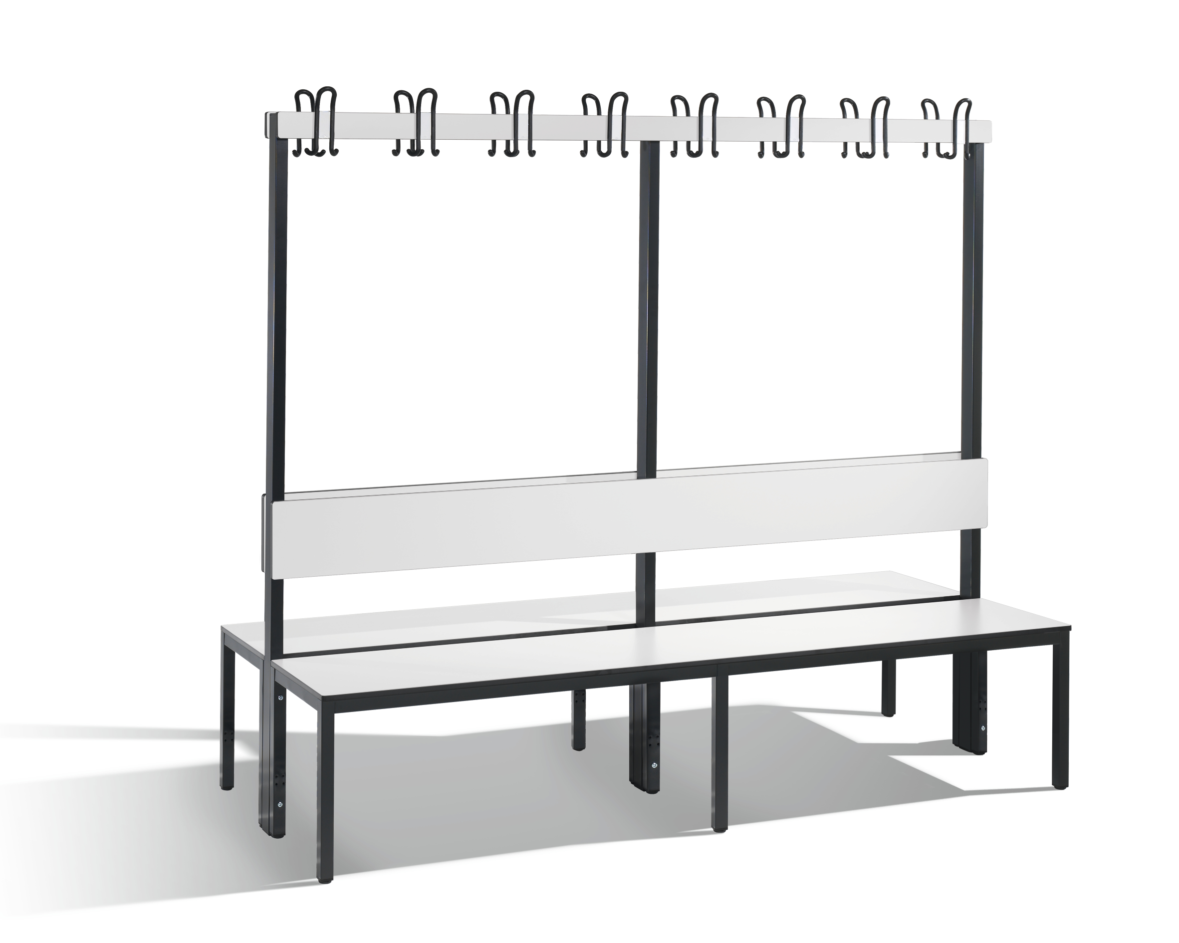 C+P Doppelseitige Garderobenbank mit Rückenlehne, Basic Plus, H1650xB1960xT760mm