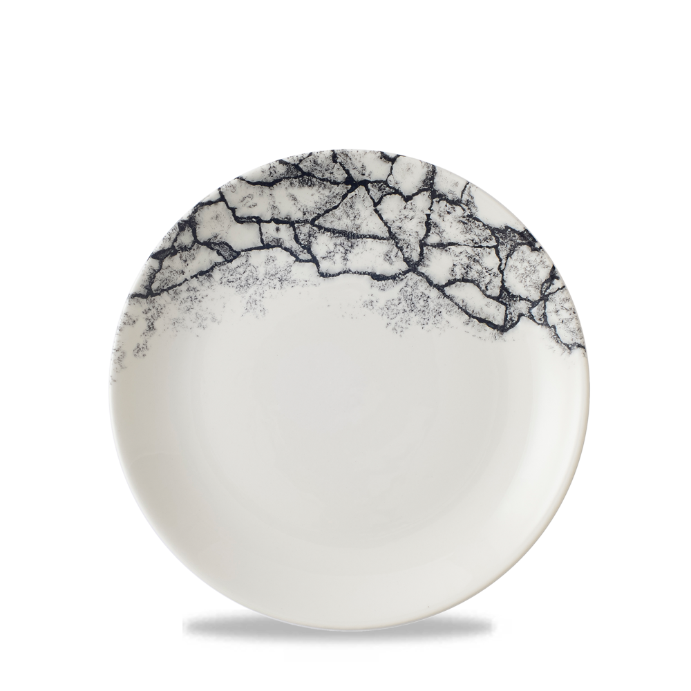 Churchill Super Vitrified Kintsugi Accents Teller Flach Coup 16,5cm, 12 Stück Quartz Schwarz Rund