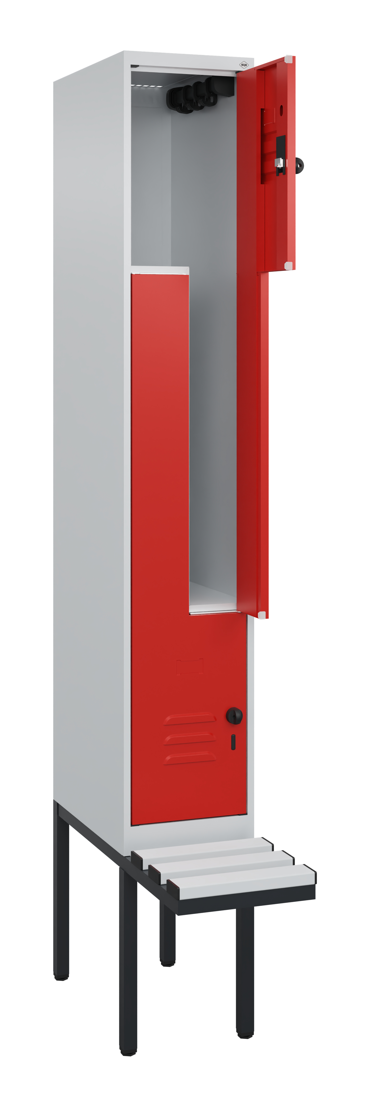 C+P Z-Spind Classic PLUS, Bank, 2 Abteile, 2120x300x815mm, 7035/3020