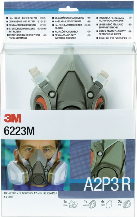 Atemschutzhalbmaskenset 6223 – SET – A2P3R EN 140 m.Filter M 3M