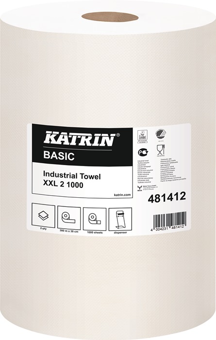 Putzpapier Katrin Basic XXL 2 L380xB380ca.mm naturweiß 2-lagig 2 RL/VE ELOS