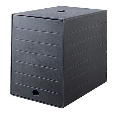 Schubladenbox mit Staubschutz, BxTxH 250x365x322 mm, 7 offene Schubladen, versenkbare Frontplatte, aus Polystyrol, schwarz