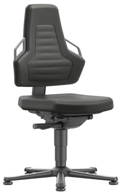 Arbeitsdrehstuhl mit autom. Gewichtregulierung, Sitz Stoff schwarz, Griffe grau, Gleiter, Sitz Höhe 450-600 mm