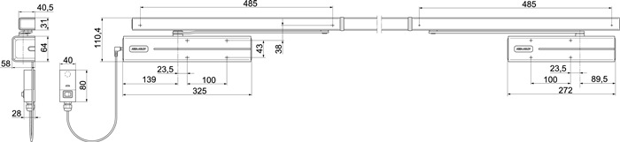 ASSA ABLOY Freilauf-Gleitschienentürschließerset silber EN 3-6