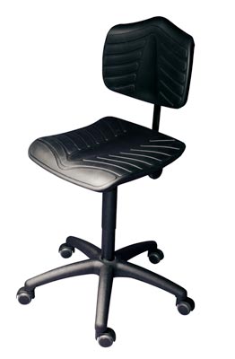 Arbeitsstuhl, Sitz- und Rückenlehne PU-Schaum Supersoft schwarz, Sitz Höhe 460-650 mm, mit Rollen, Sitz BxT 440x420 mm