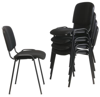 Polsterstuhl, stapelbar, Sitz-BxT 475x415 mm, Gesamthöhe 820 mm, Bezug schwarz, Gestell schwarz