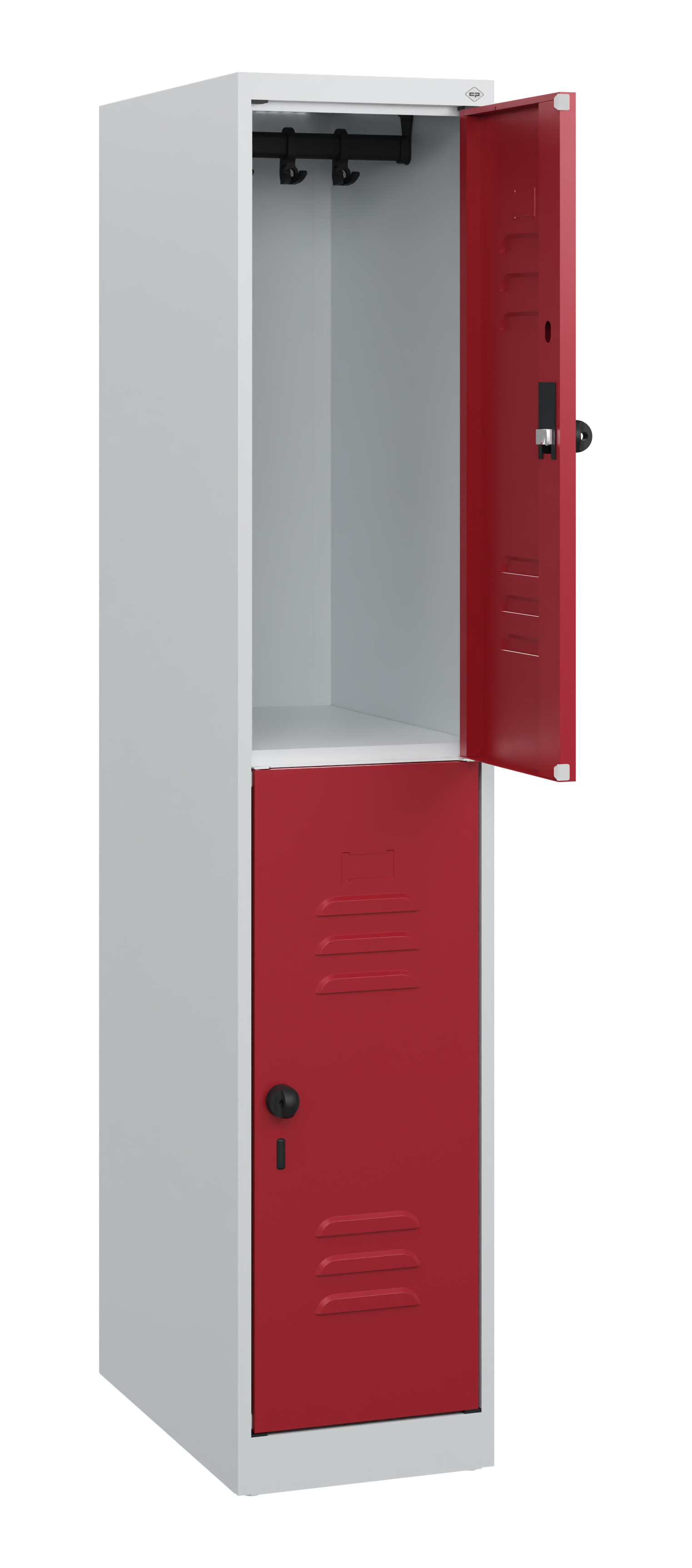 C+P Doppelstock-Spind Classic PLUS, 1 Abteil, 1530x300x500mm, 7035/3003