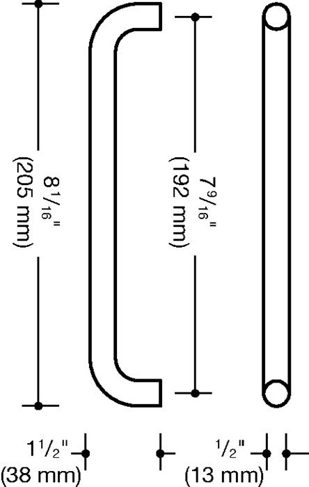 Möbelgriff PA ma 90 tiefschwarz ma 192mm D.13mm HEWI