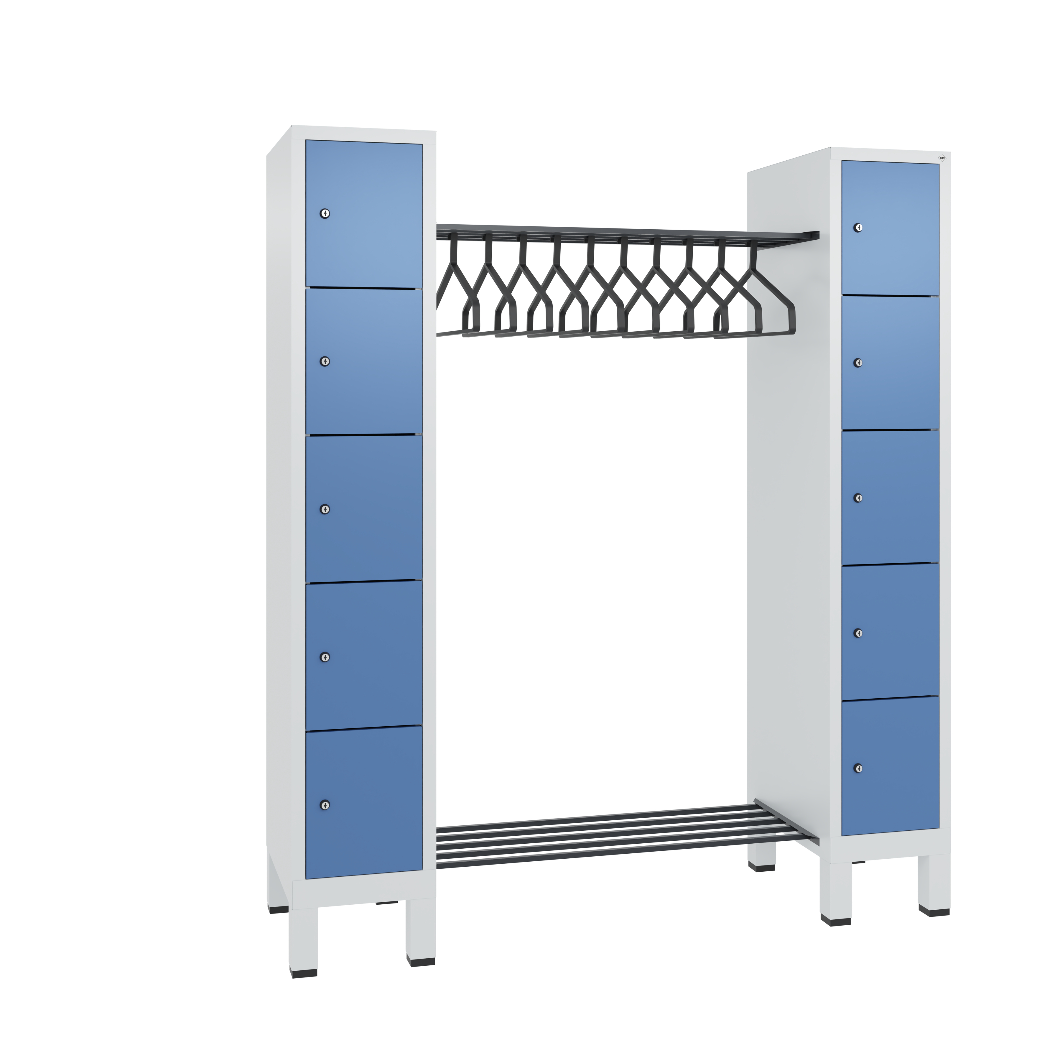 C+P Offene Garderobe Evolo, H1850xB1591xT500mm, 7035/5023