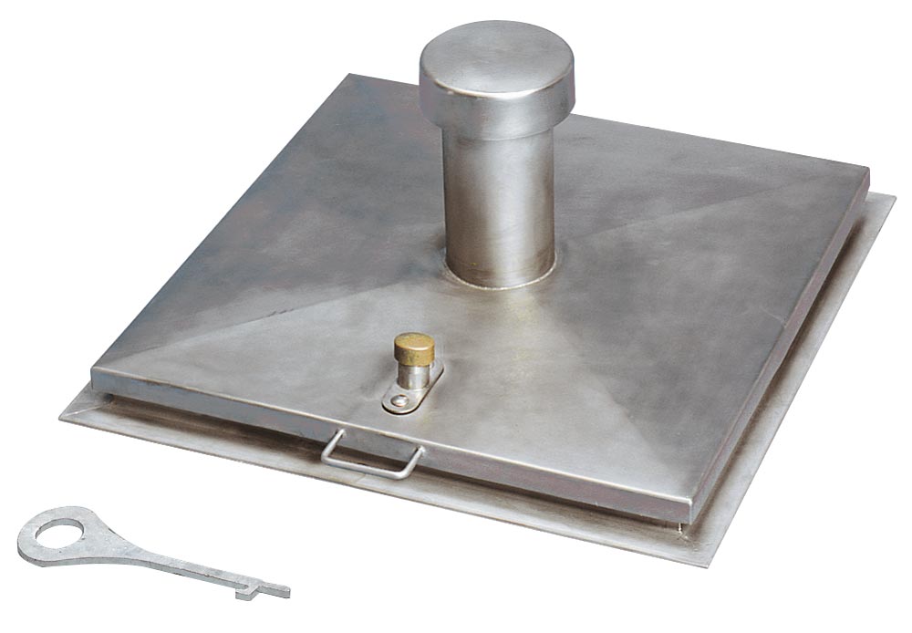 Stahl-Schachtabdeckung, verzinkt, mit Deckelplatte aus Riffelblech, lichtes Schachtmaß BxT 600x600 mm, Außenmaß BxT 760x760 mm