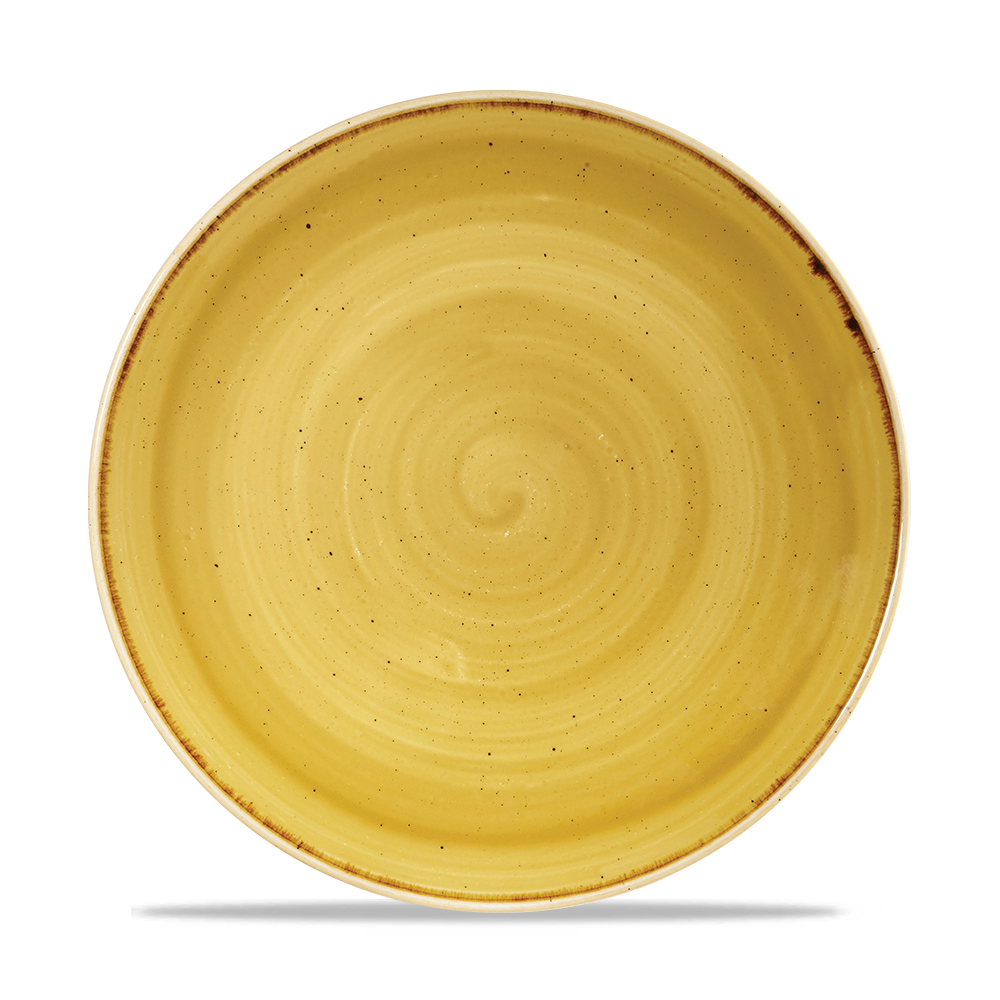 Churchill Super Vitrified Stonecast Mustard Teller Flach Coup 26cm, 12 Stück, Senfsamen Gelb, Rund