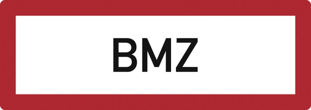 Hinweisschild, Brandschutzkennzeichnung, BMZ (Brandmelderzentrale), Folie langnachleuchtend, 297x105 mm