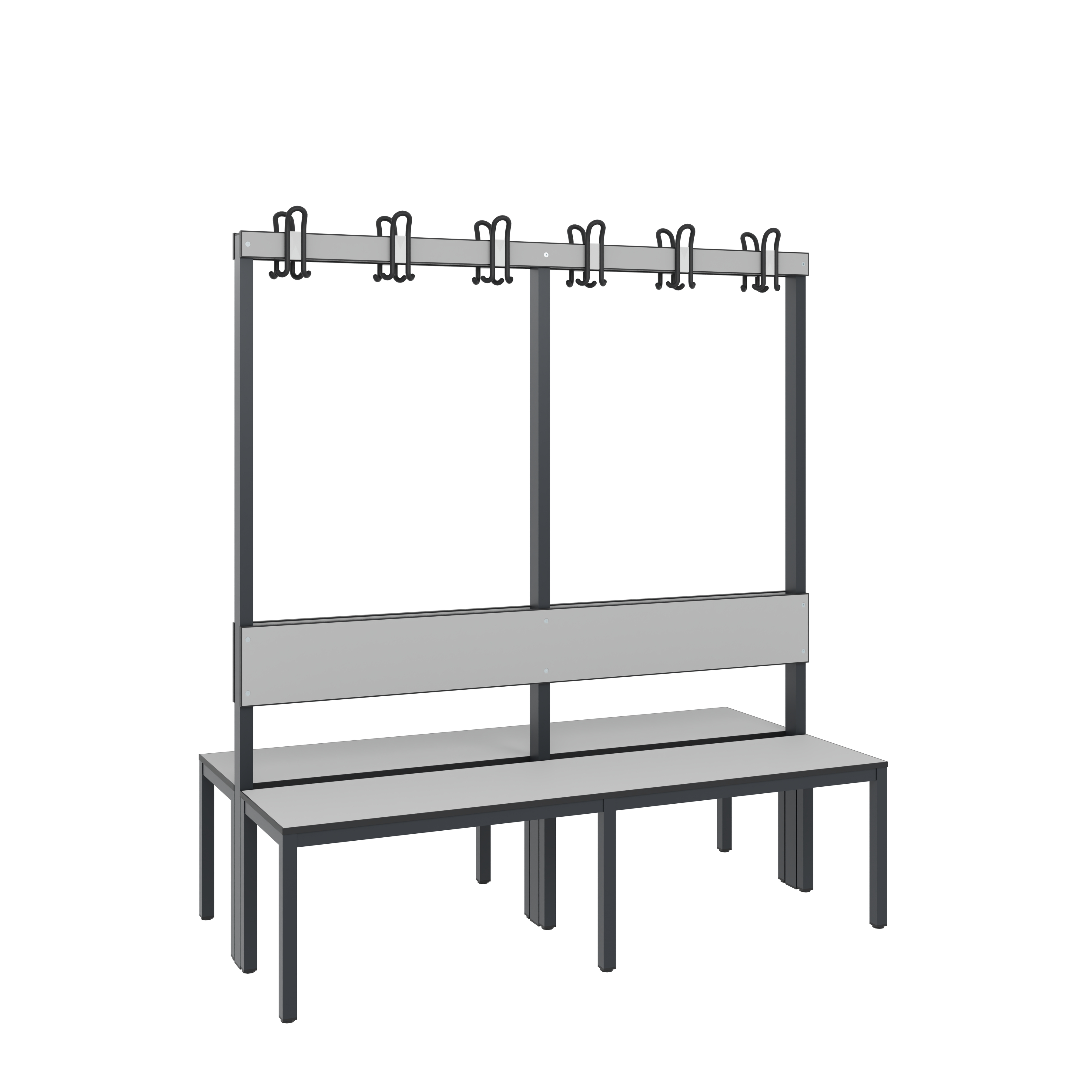 C+P Doppelseitige Garderobenbank mit Rückenlehne, Basic Plus, H1650xB1500xT760mm