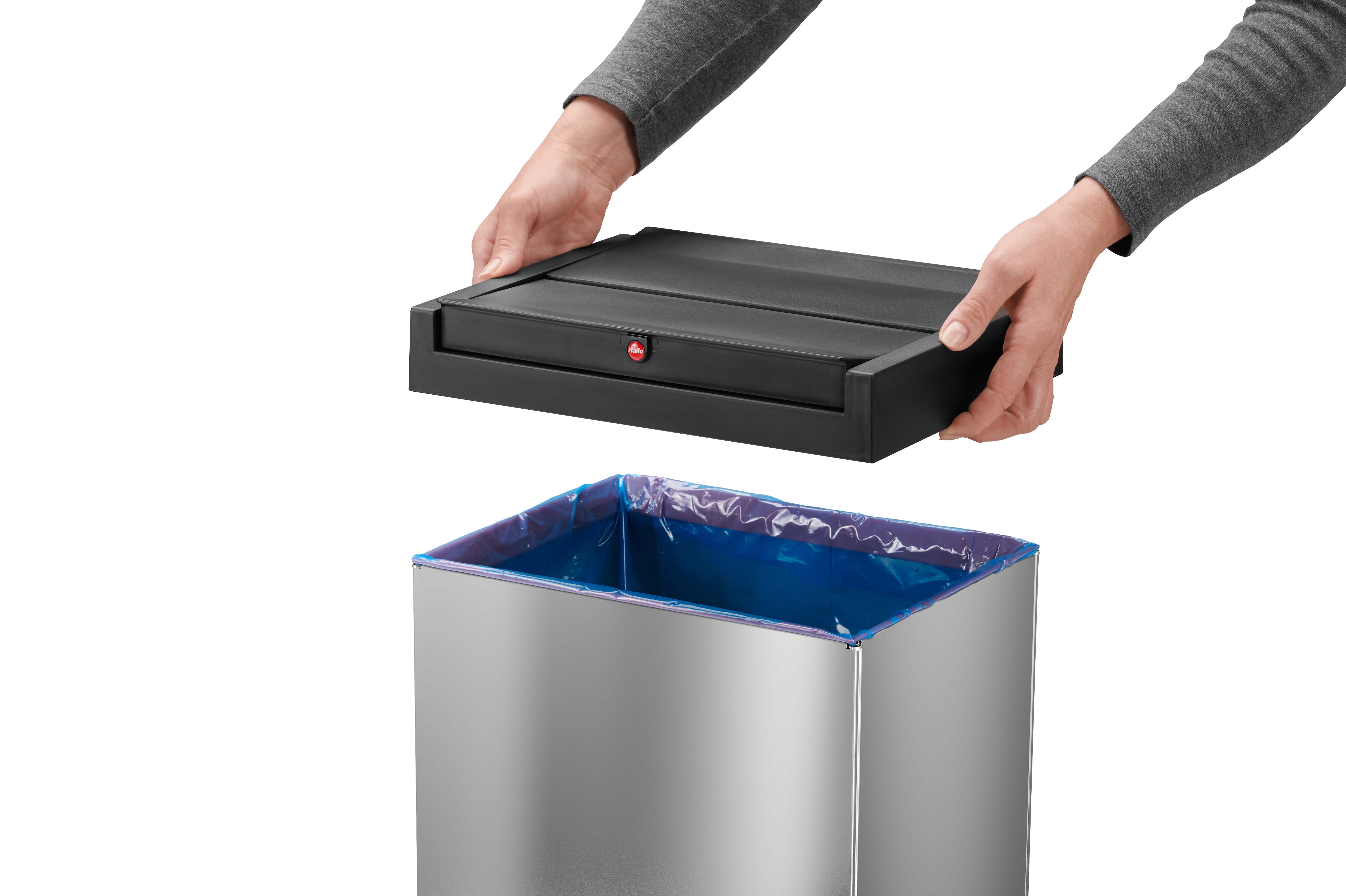 Hailo Big-Box Swing XL, Großraum-Müllbox, 52 ltr, Edelstahl