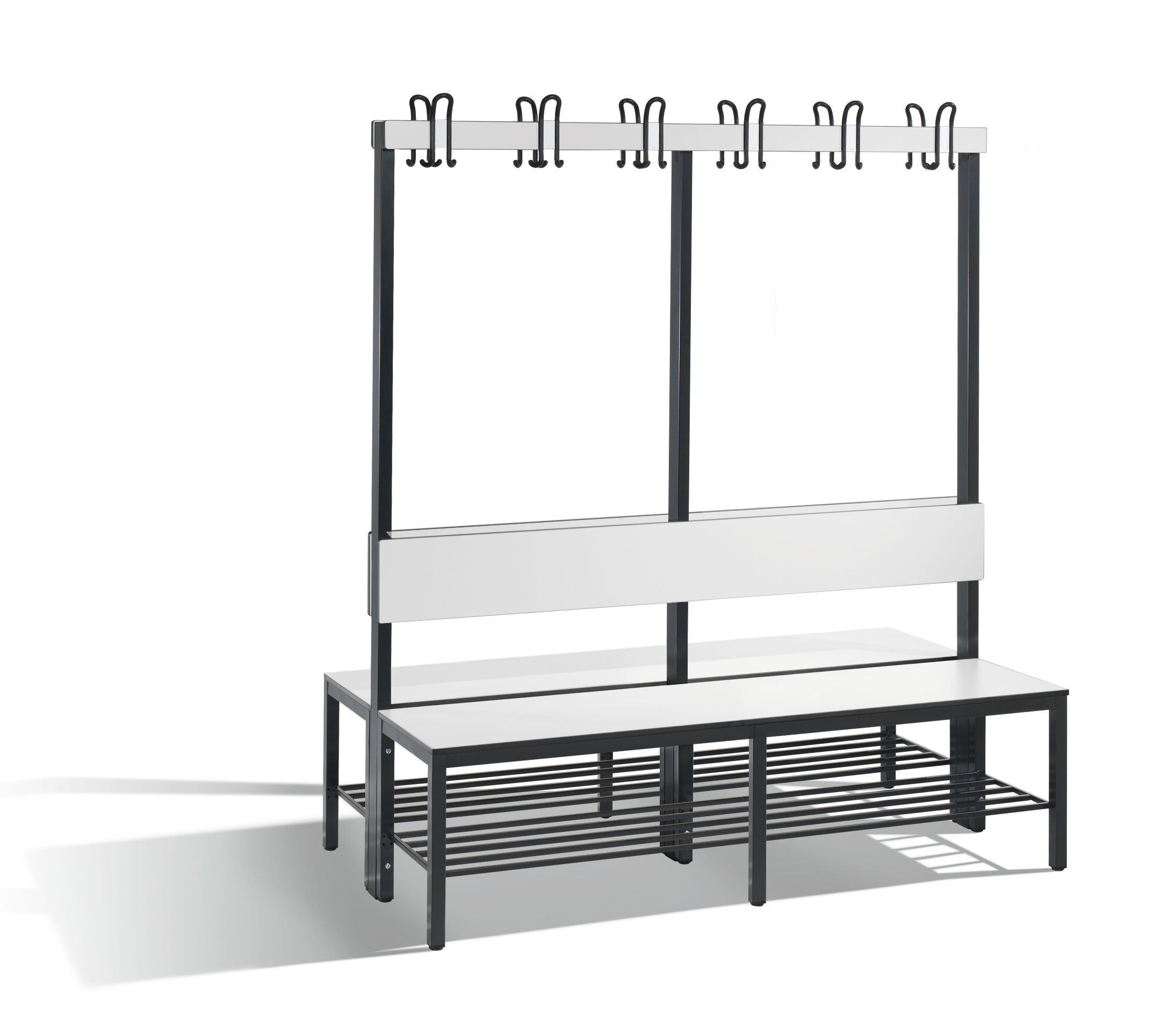 C+P Doppelseitige Garderobenbank mit Rückenlehne, Basic Plus, H1650xB1500xT760mm