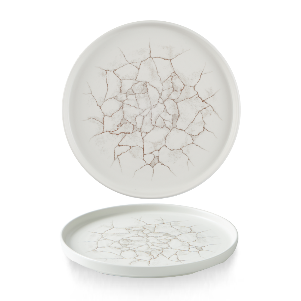 Churchill Super Vit Studio Prints Kintsugi Flache Teller mit Steilrand, stapelbar, 26 cm, 6 Stück, Agate Grau, rund